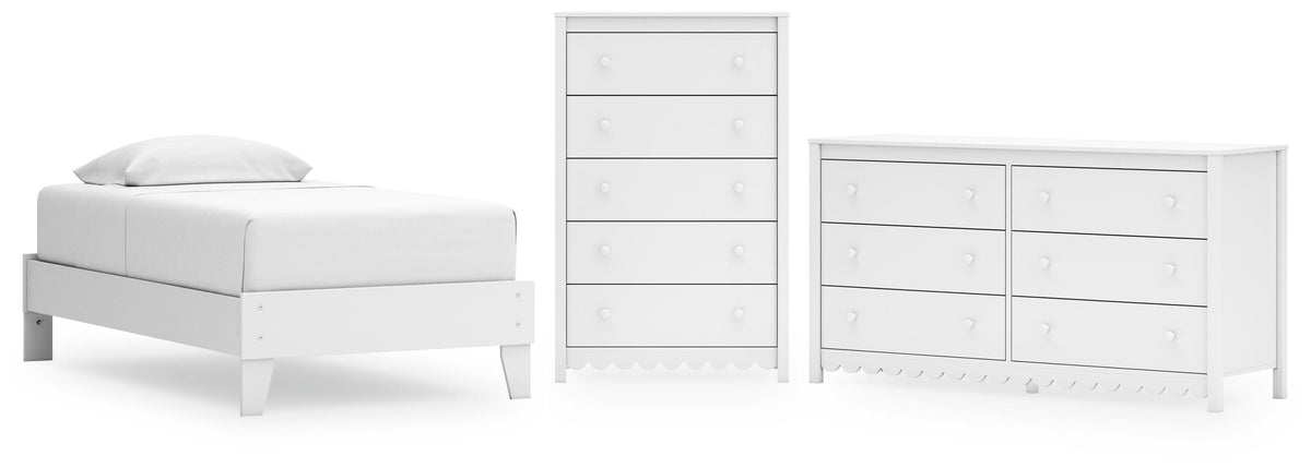 Hallityn Platform Bed Set - Twin, Dresser and Chest