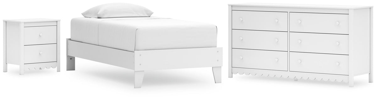 Hallityn Platform Bed Set - Twin, Dresser and Nightstand