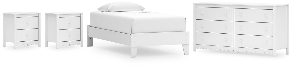 Hallityn Platform Bed Set - Twin, Dresser and 2 Nightstands