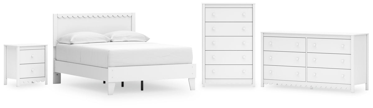 Hallityn Panel Platform Bed Set - Full, Dresser, Chest and Nightstand