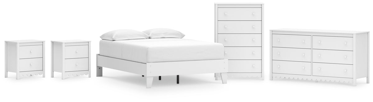 Hallityn Platform Bed Set - Full, Dresser, Chest and 2 Nightstands