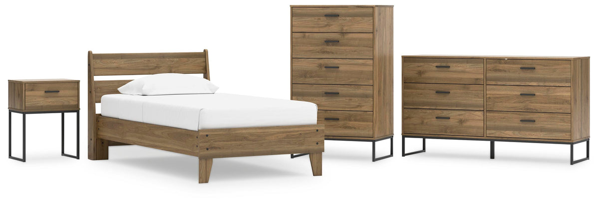 Deanlow Platform Panel Bed Set - Twin, Dresser, Chest and Nightstand