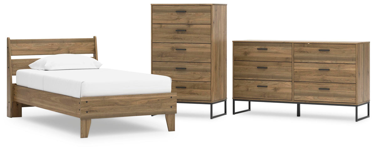 Deanlow Platform Panel Bed Set - Twin, Dresser and Chest