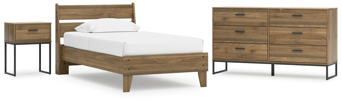 Deanlow Platform Panel Bed Set - Twin, Dresser and Nightstand
