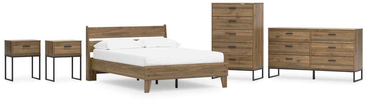 Deanlow Platform Panel Bed Set - Full, Dresser, Chest and 2 Nightstands