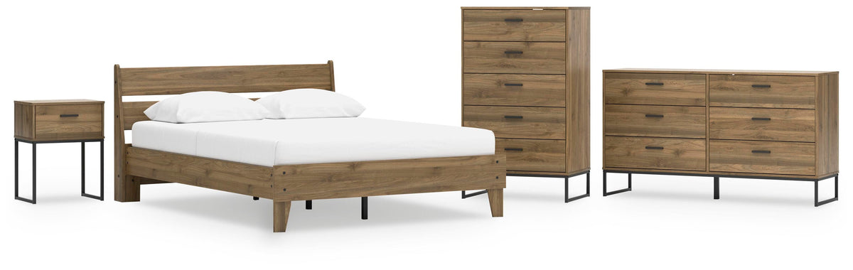 Deanlow Platform Panel Bed Set - Queen, Dresser, Chest and Nightstand