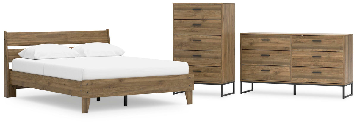 Deanlow Platform Panel Bed Set - Queen, Dresser and Chest