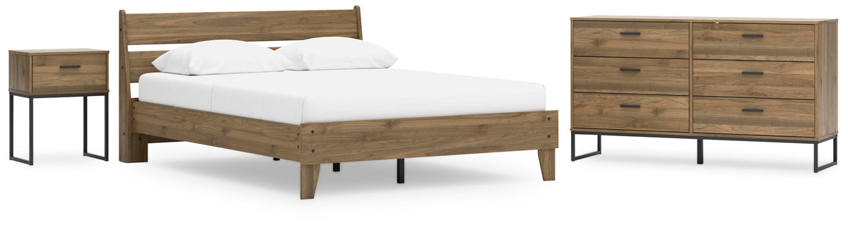 Deanlow Platform Panel Bed Set - Queen, Dresser and Nightstand