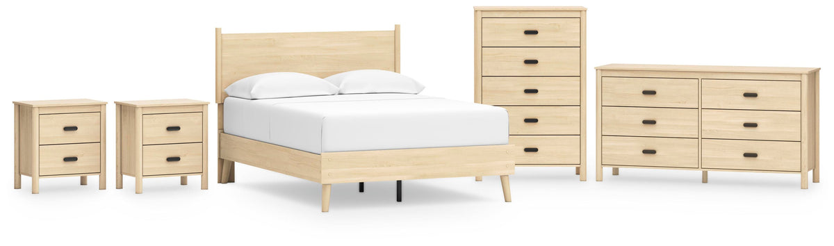 Cabinella Platform Panel Bed Set - Full, Dresser, Chest and 2 Nightstands