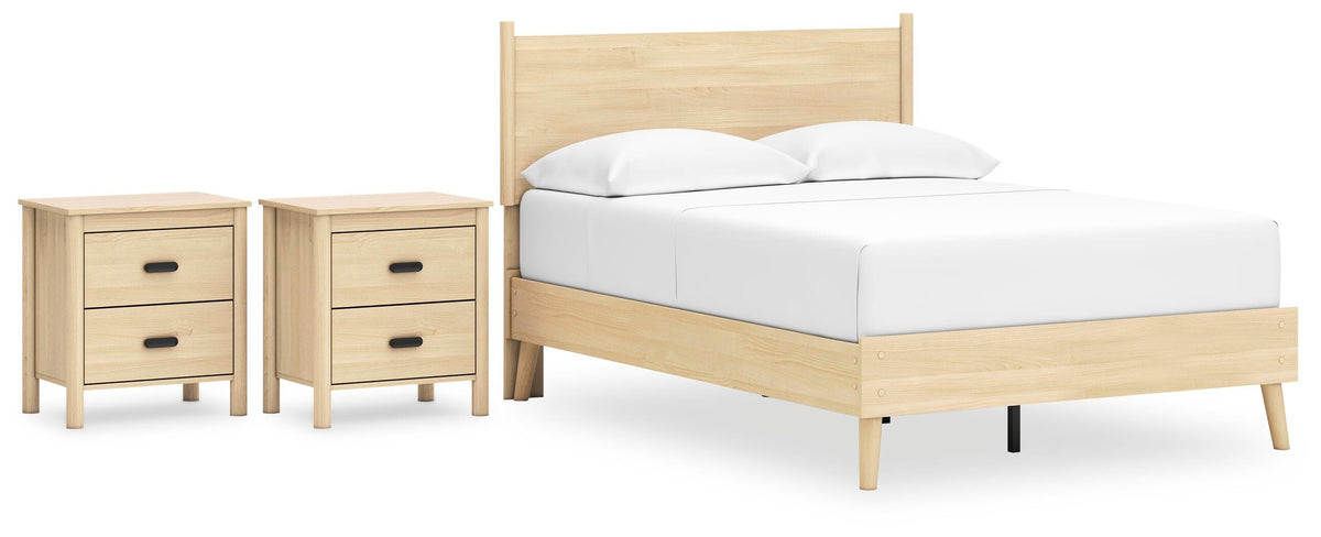 Cabinella Platform Panel Bed Set - Full, 2 Nightstands