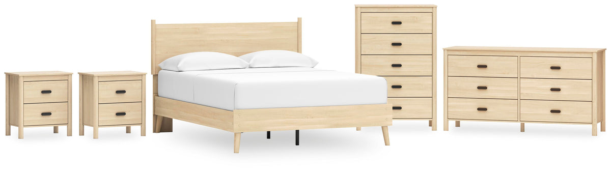 Cabinella Platform Panel Bed Set - Queen, Dresser, Chest and 2 Nightstands
