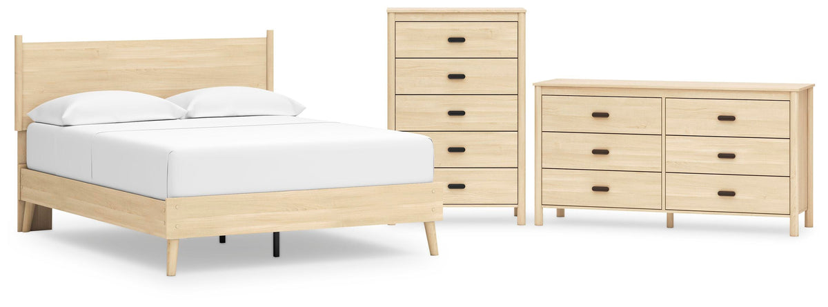 Cabinella Platform Panel Bed Set - Queen, Dresser and Chest