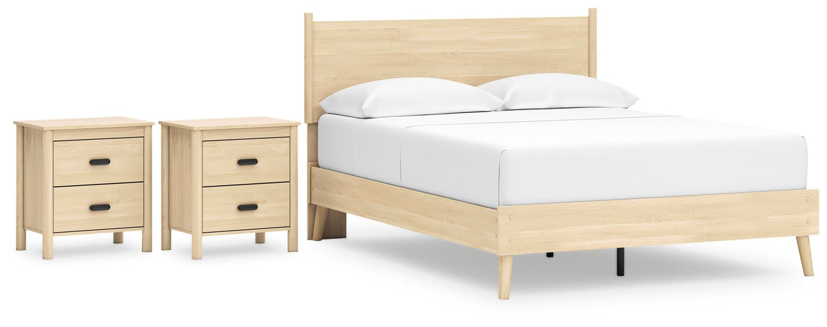 Cabinella Platform Panel Bed Set - Queen, 2 Nightstands