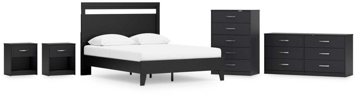 Finch Panel Platform Bed Set - Dresser, Chest and 2 Nightstands