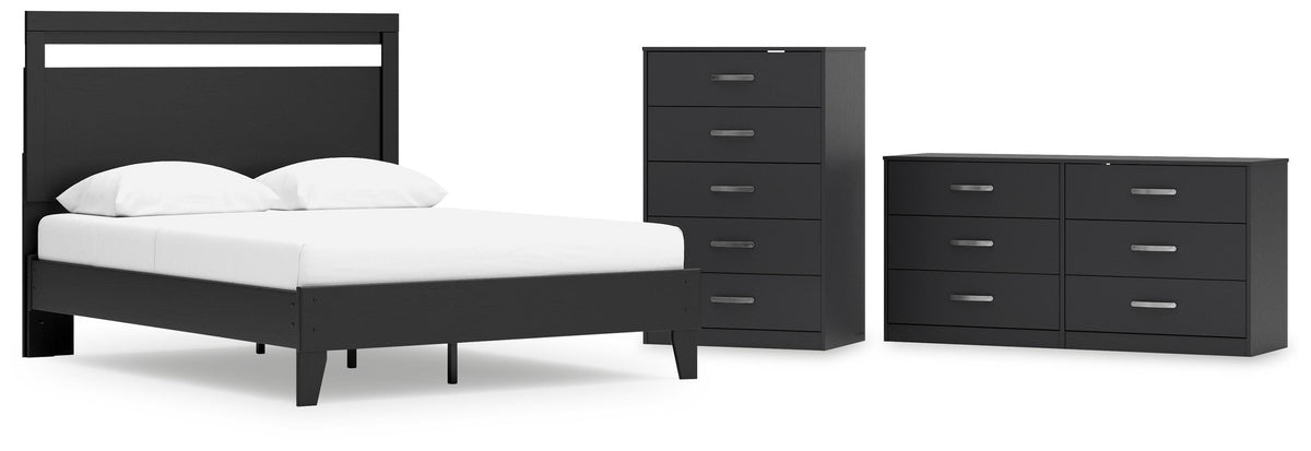 Finch Panel Platform Bed Set - Dresser and Chest