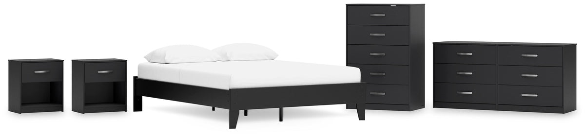 Finch Platform Bed Set - Dresser, Chest and 2 Nightstands