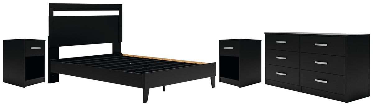 Finch Queen Panel Platform Bed, Dresser and 2 Nightstands