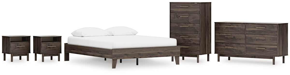 Calverson Platform Bed Set - Queen, Dresser, Chest and 2 Nightstands