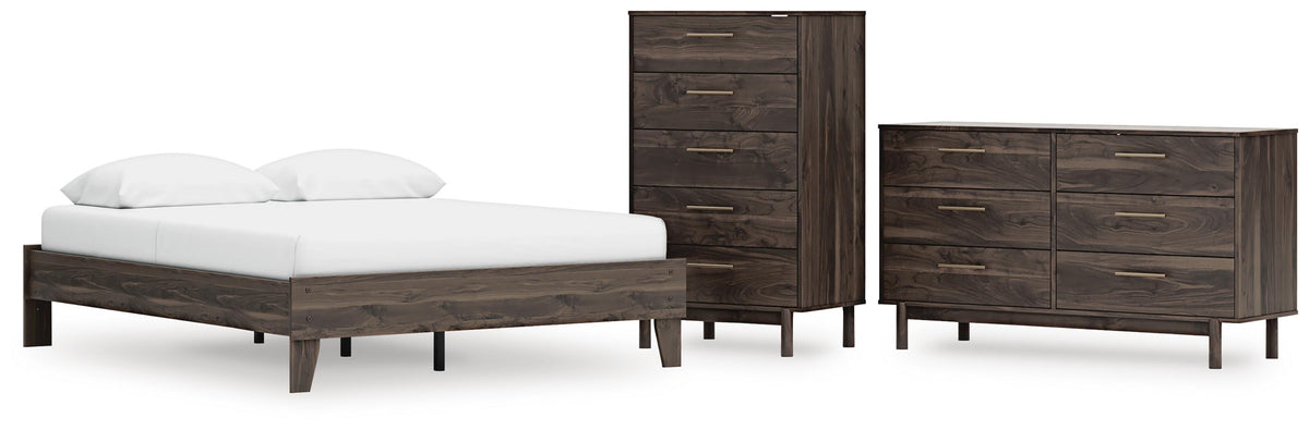 Calverson Platform Bed Set - Queen, Dresser and Chest