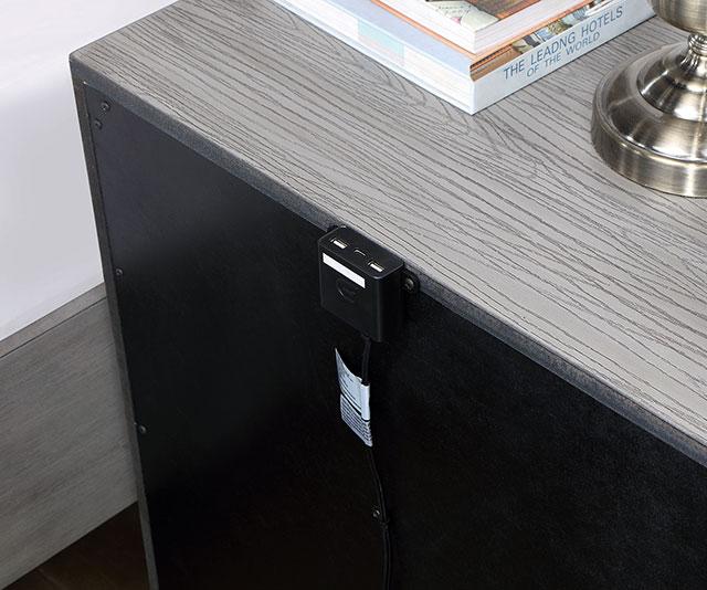 RAIDEN Night Stand w/ USB, Gray