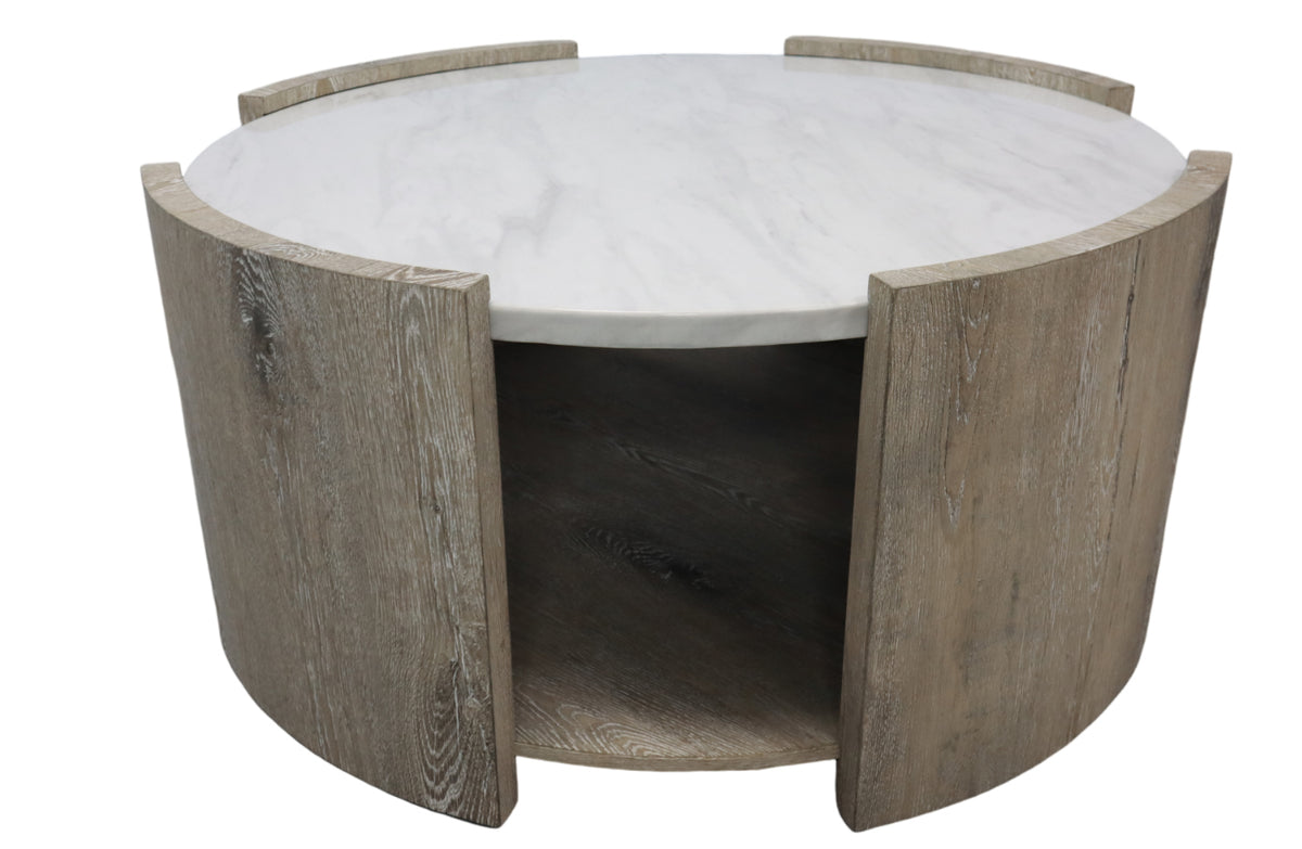 Rainier Wh/Brn Cocktail Table with Lower Shelf Rainier Wh/Brn