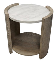 Rainier Wh/Brn End Table with Lower Shelf