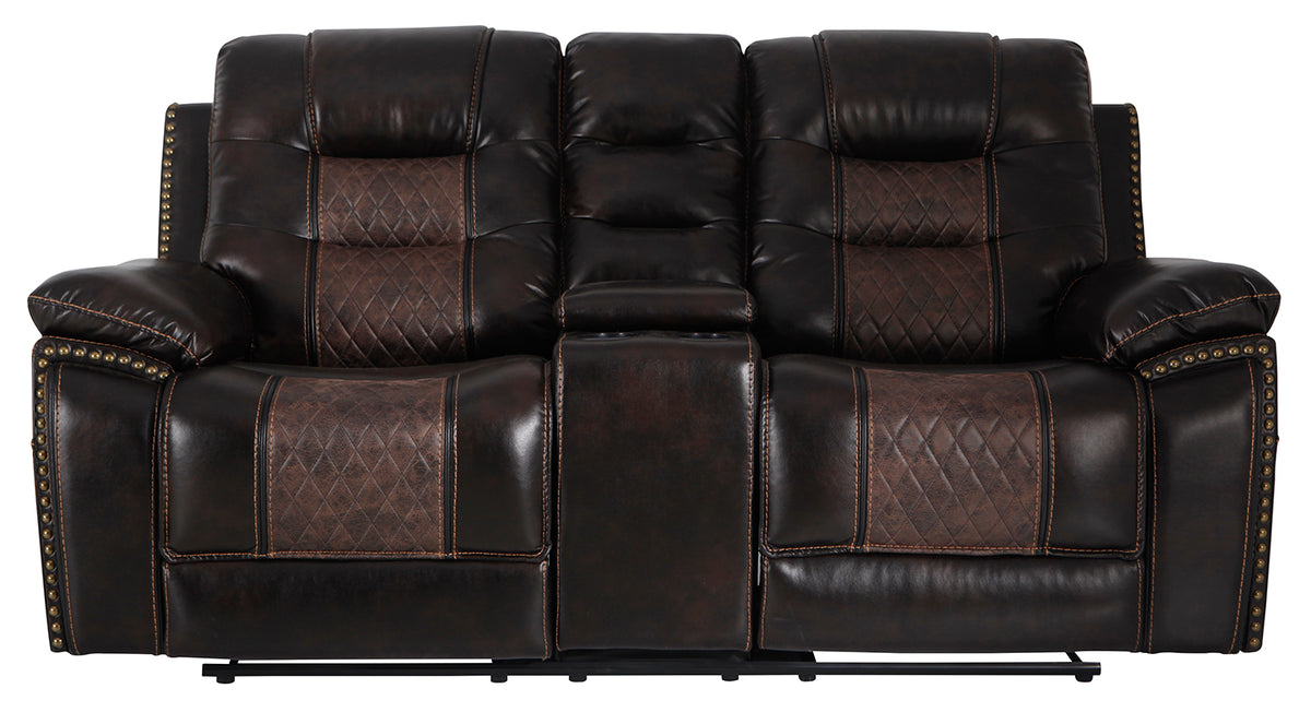 Commander Brown Rec Gliding Loveseat
