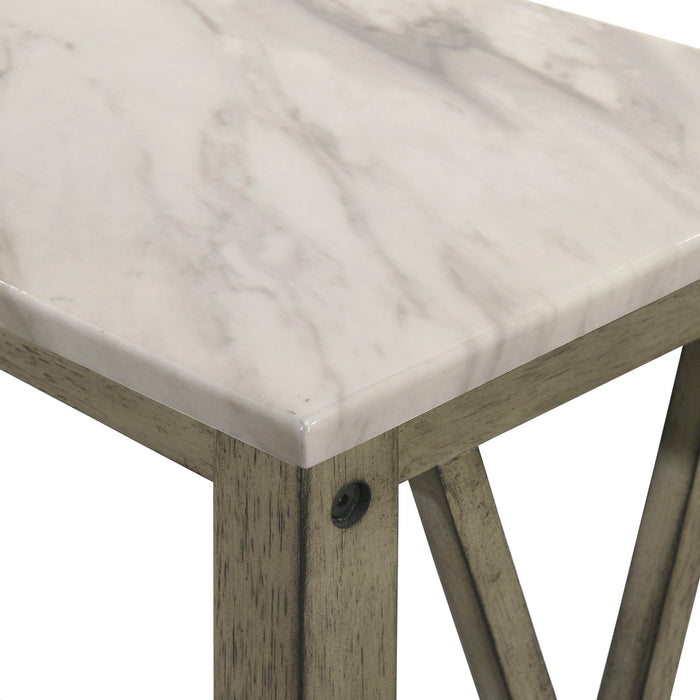 EDEN CHAIRSIDE TABLE-GRAY W/FAUX MARBLE TOP