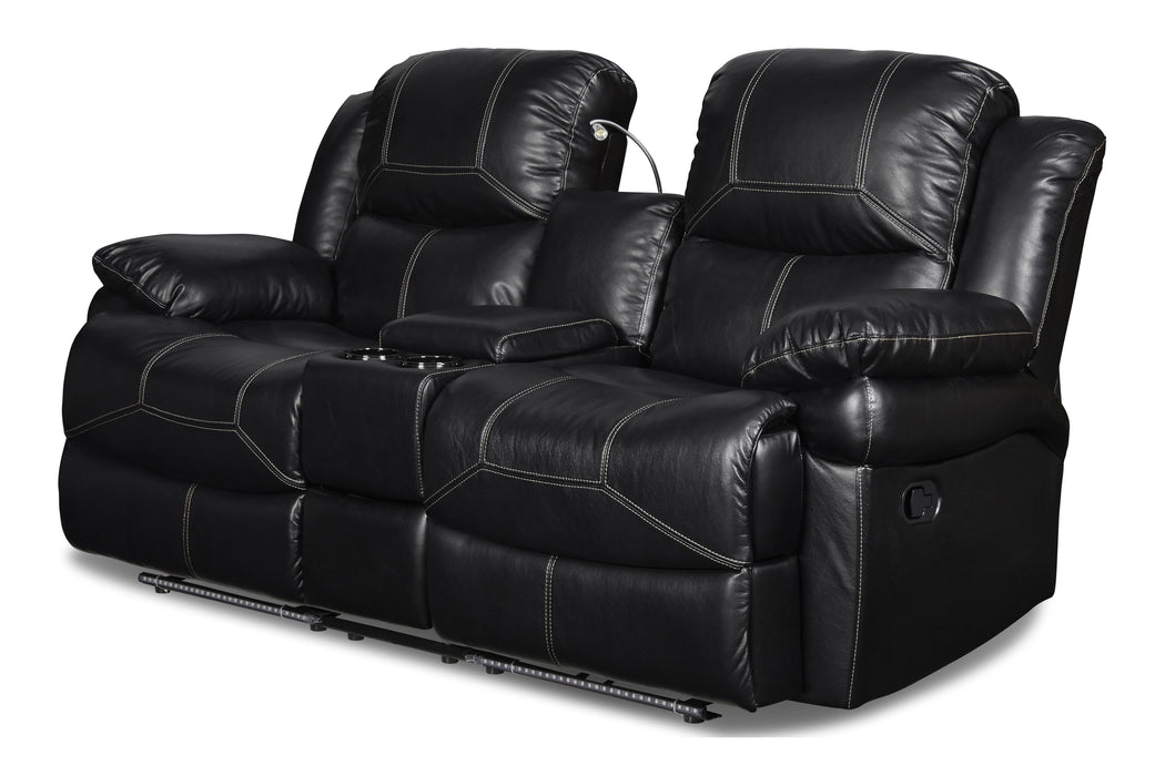 FLYNN CONSOLE LOVESEAT W/ READING LIGHT- BLACK image