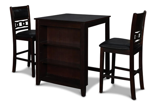 GIA 30" COUNTER TABLE W/2 CHAIRS & STG SHELF-EBONY image