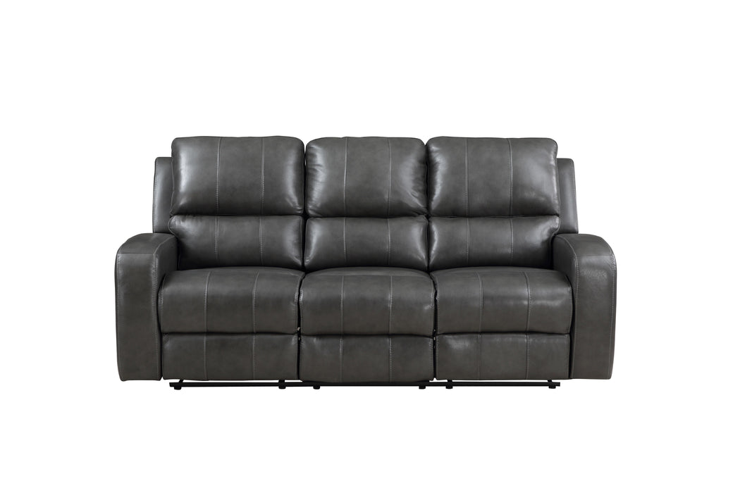 LINTON LEATHER SOFA  W/ PWR FR-GRAY