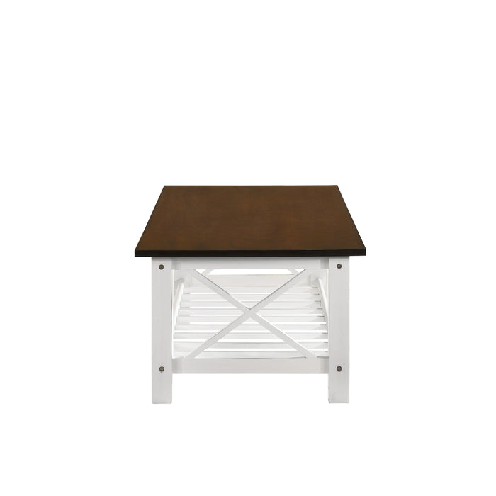 VESTA COFFEE TABLE-TWO TONE CREME/BROWN