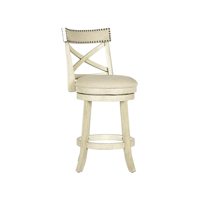 YORK 24" COUNTER STOOL-ANT WHITE W/FABRIC SEAT image