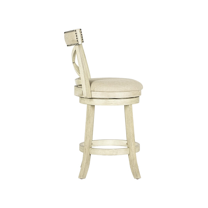 YORK 24" COUNTER STOOL-ANT WHITE W/FABRIC SEAT