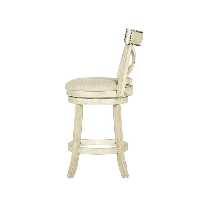 YORK 24" COUNTER STOOL-ANT WHITE W/FABRIC SEAT