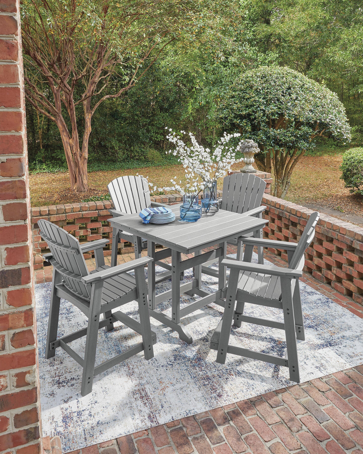 Sanctuary Beach Outdoor Counter Height Dining Table and 4 Barstools