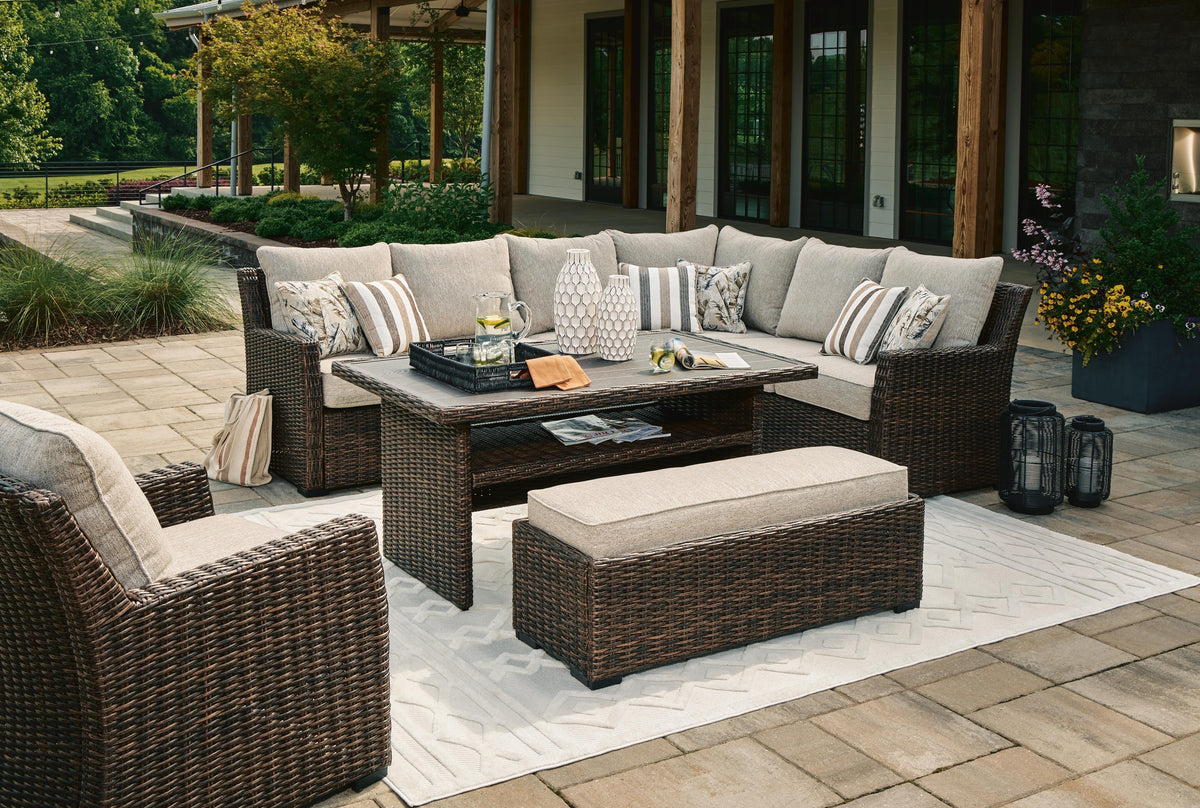 Brook Ranch Outdoor Sectional Set with Lounge Chair and Coffee Table