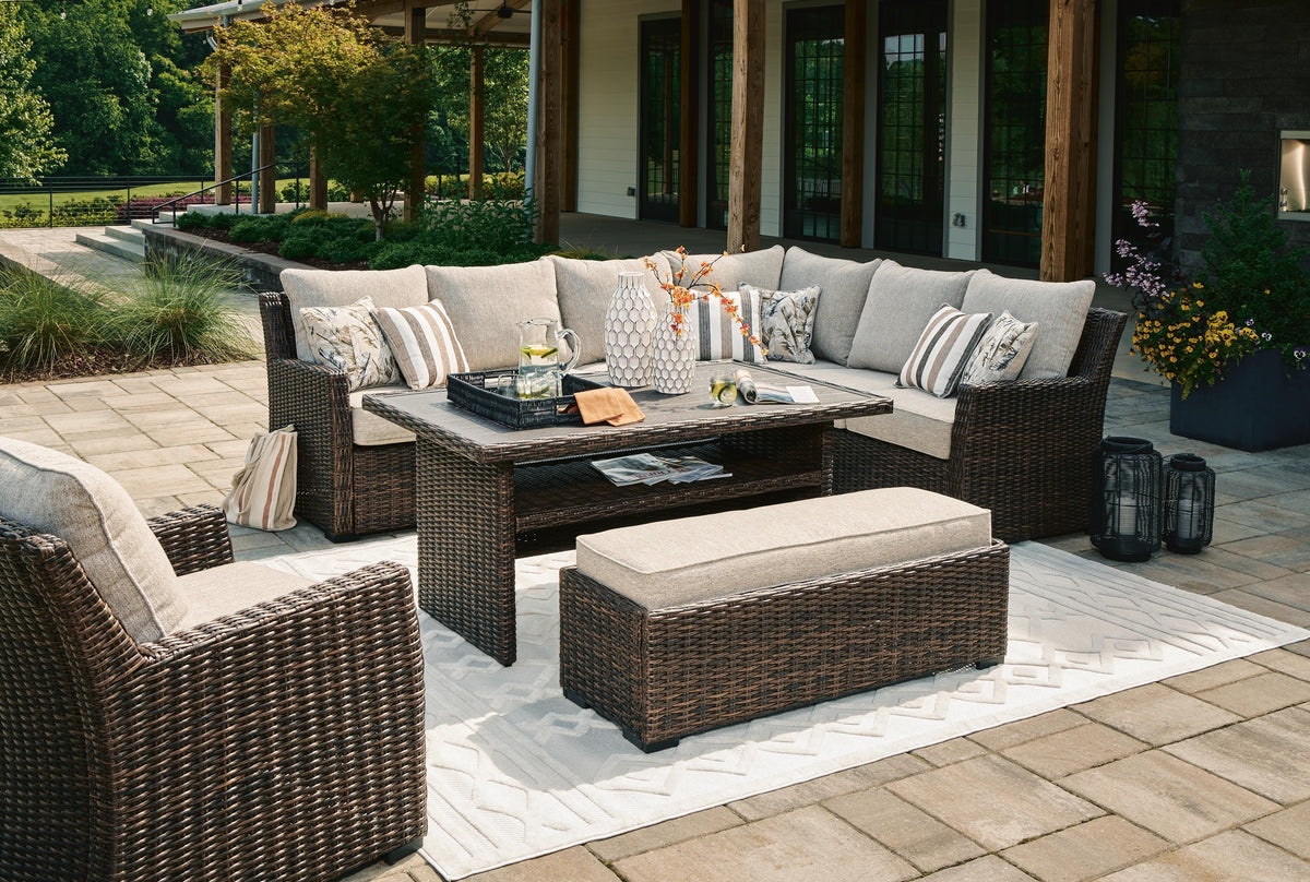 Brook Ranch Outdoor Sectional Set with Lounge Chair and Coffee Table