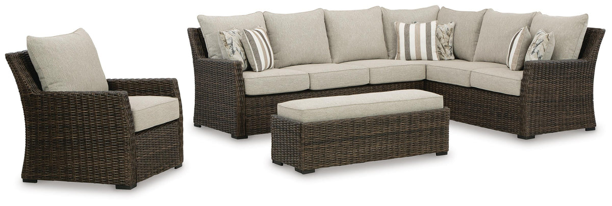 Brook Ranch 3-Piece Outdoor Sectional with Chair