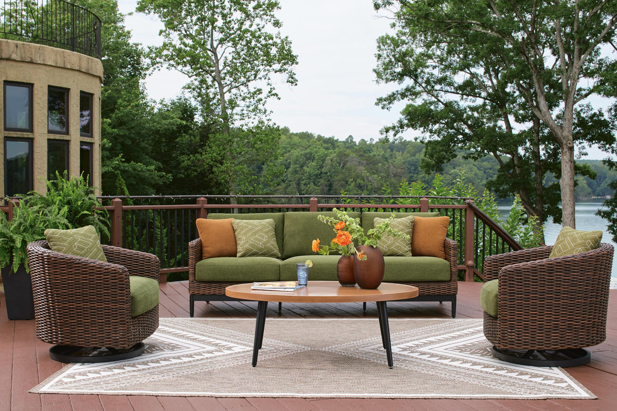 Horizon Hall Outdoor Sofa, 2 Lounge Chairs, Ottoman and Coffee Table