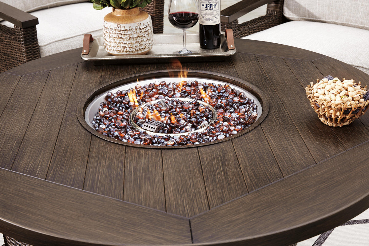 Paradise Trail Outdoor Loveseat, Fire Pit Table and 2 Lounge Chairs