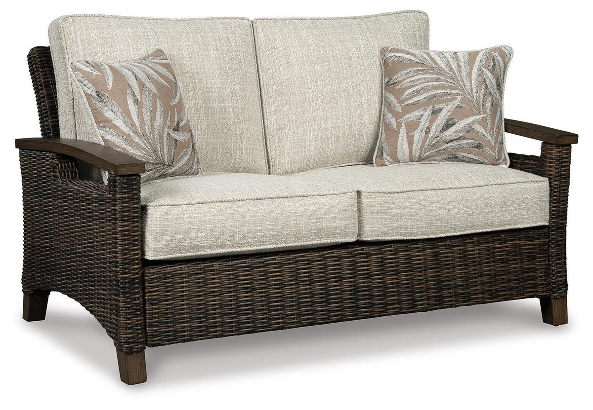 Paradise Trail Outdoor Loveseat, Fire Pit Table and 2 Lounge Chairs
