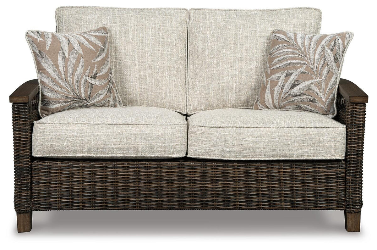 Paradise Trail Outdoor Loveseat, Fire Pit Table and 2 Lounge Chairs