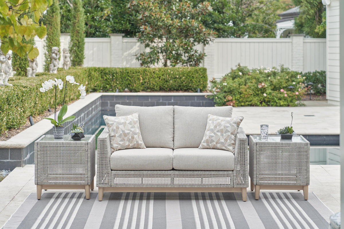 Seton Creek Outdoor Sofa and Loveseat with Coffee Table