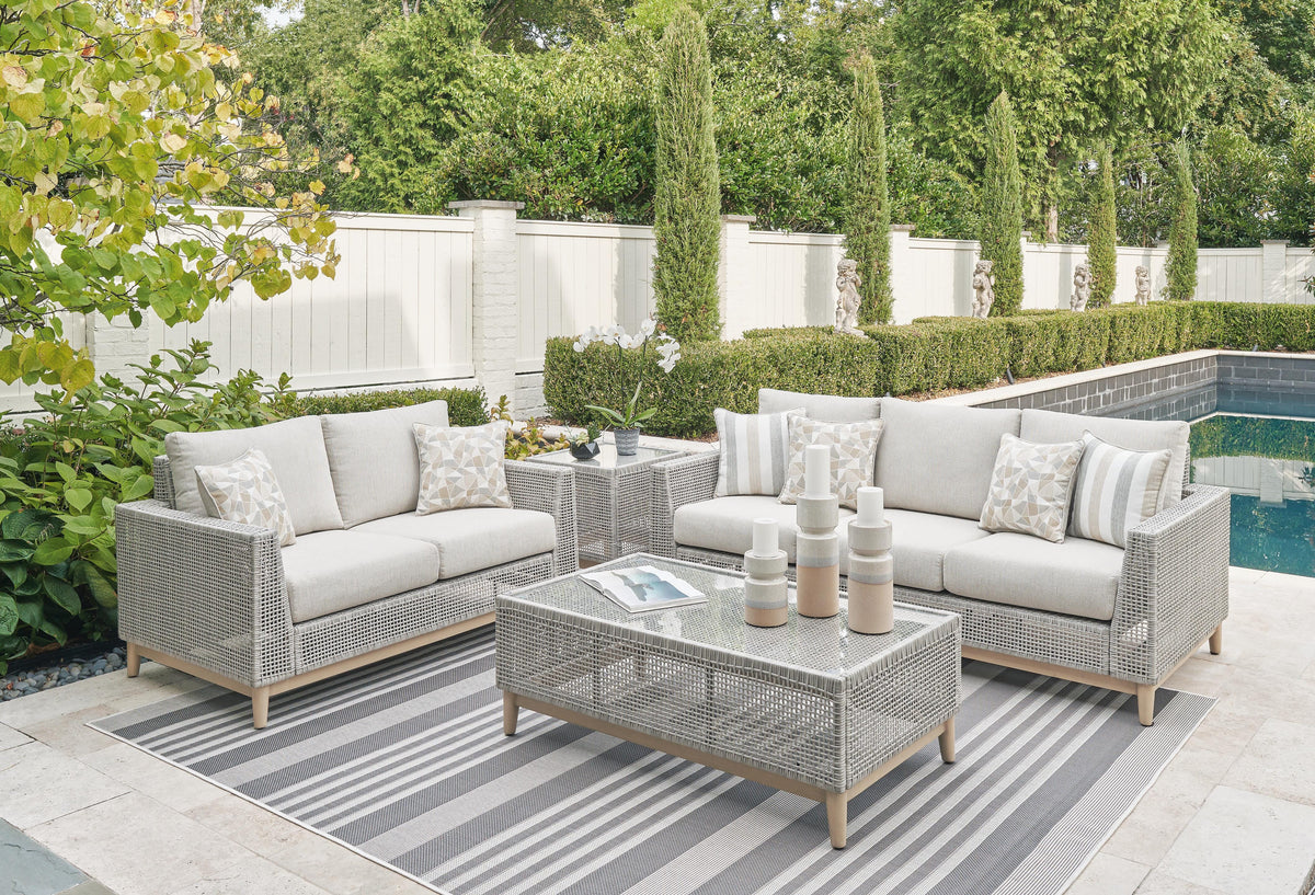 Seton Creek Outdoor Sofa and Loveseat with Coffee Table