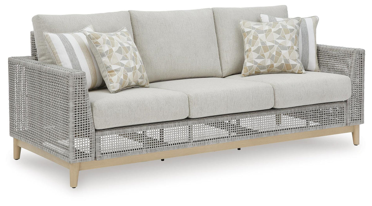 Seton Creek Outdoor Sofa and 2 Chairs with Coffee Table