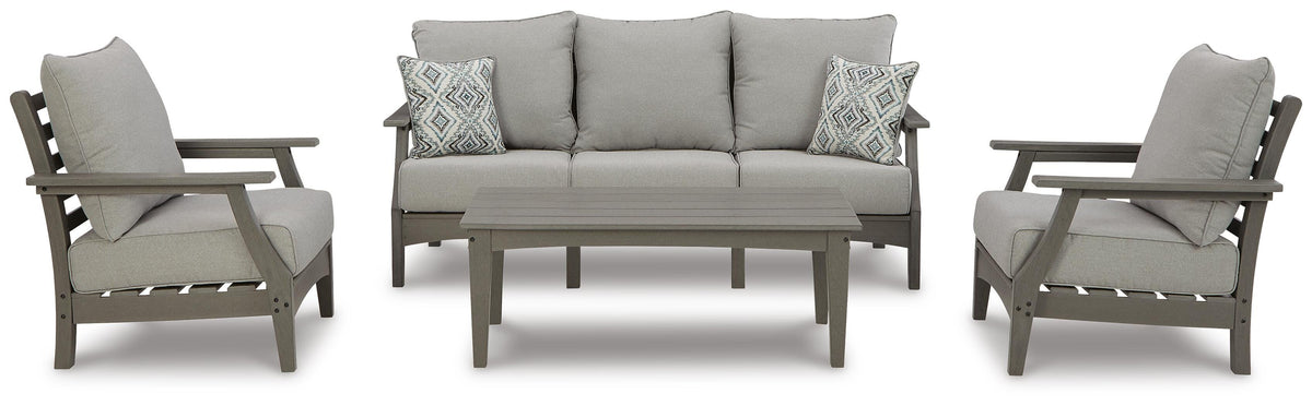 Visola Outdoor Sofa, 2 Lounge Chairs and Coffee Table