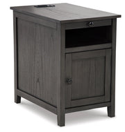 Claypool Gray Chairside Table with USB Ports