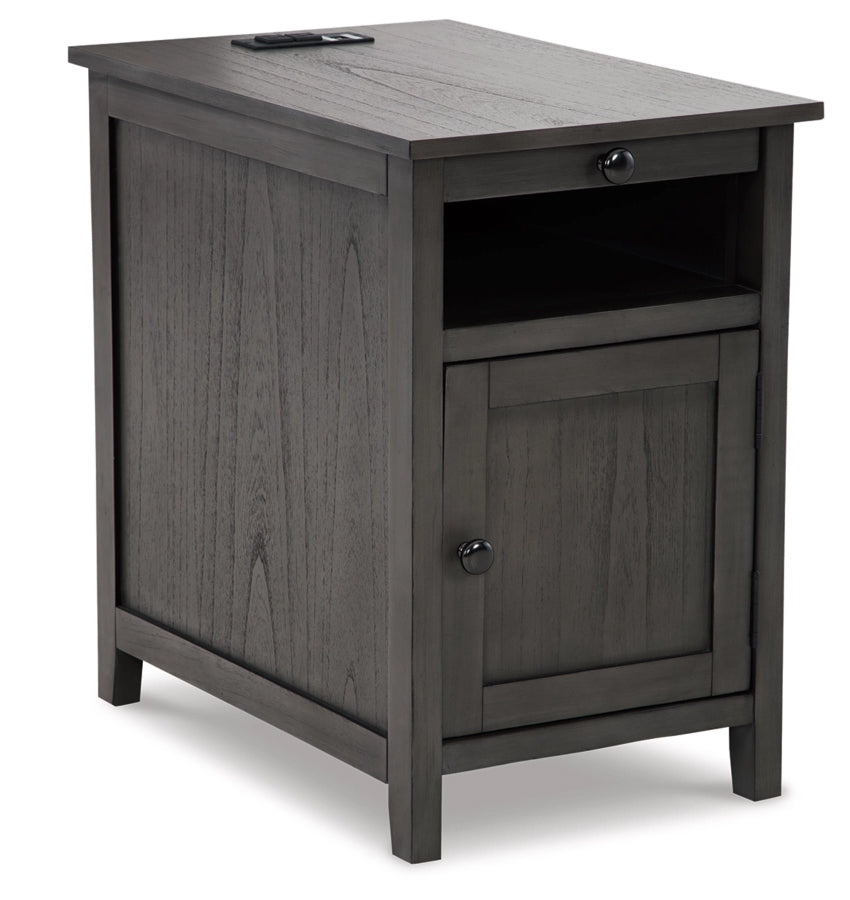 Claypool Gray Chairside Table with USB Ports