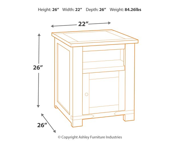 Budmore End Table with USB Ports & Outlets